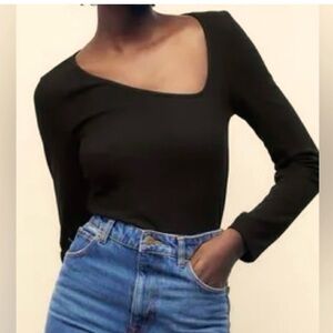 Zara top with asymmetric neckline size S